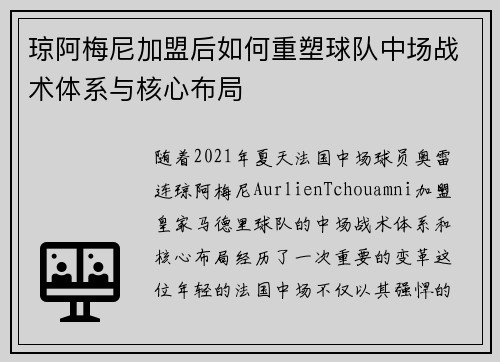 琼阿梅尼加盟后如何重塑球队中场战术体系与核心布局