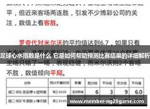 足球心水指数是什么 它是如何帮助预测比赛结果的详细解析